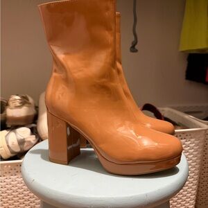 Patten leather platform Boots